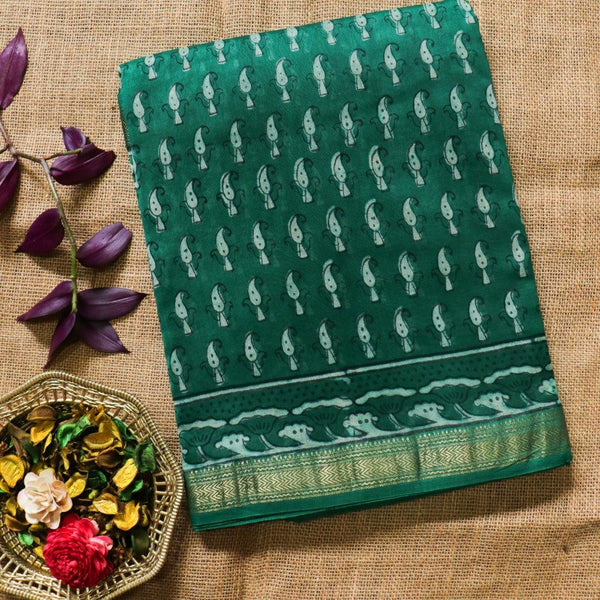 Green Maheswari Silk Saree